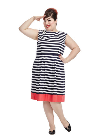 Navy Dress With Contrast Border