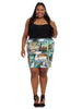 Collage Print Scuba Skirt