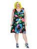 Midi Dress In Painterly Blossom Print