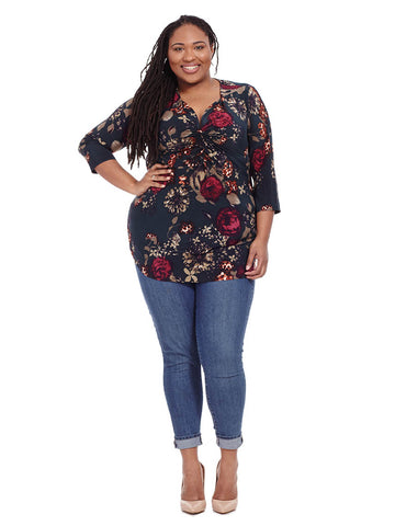 Erika Floral Print Blouse In Blue