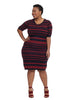 Short Sleeve Striped Sweater Dress