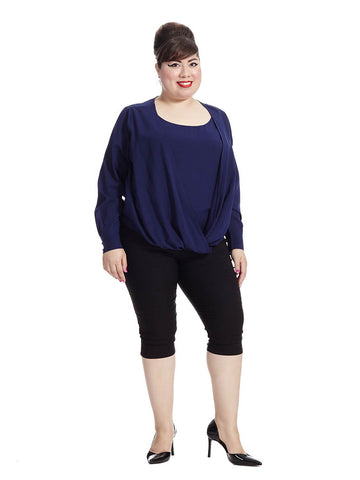 Draped Front Blouse In Royal Blue