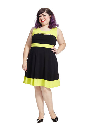 Colorblocked Peekaboo Dress In Yellow And Black