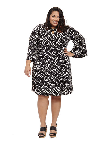 Polka Dot Dress With Bell Sleeves