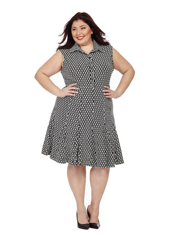 Button Front Dress In Honeycomb