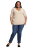 Mallory Dolman Mixed Media Top In Oatmeal